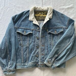 Vintage Esprit Jean Jacket with Corduroy Collar Size L Made in USA
